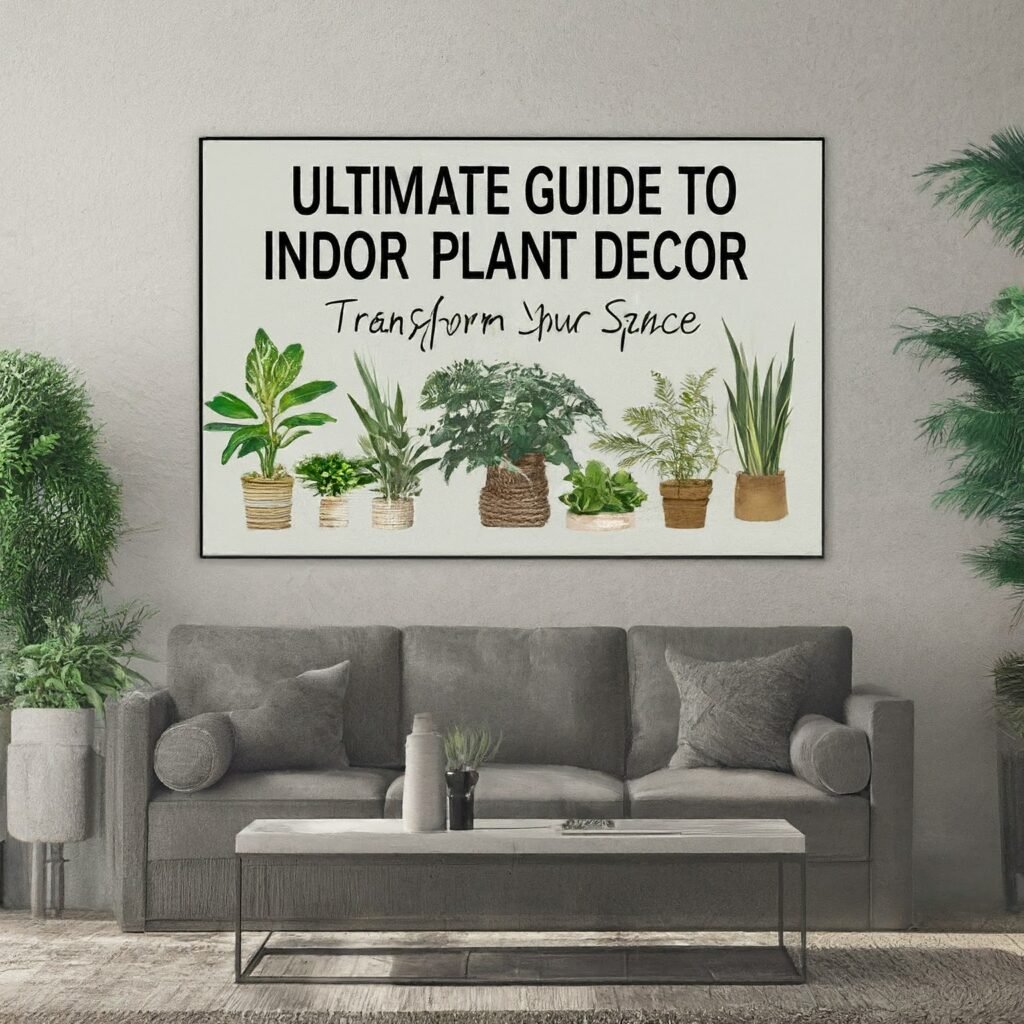 Modern living room with indoor plants enhancing decor